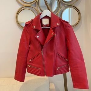 Maje red leather jacket 36